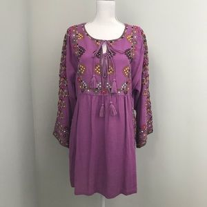 Free People Lilac Embroidered Dress